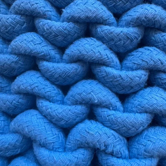 Sky Blue Chunky Knit Cotton Shoulder Bag | Textured Woven Style - Picture 5 of 6